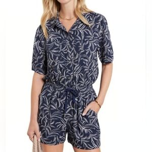 Evereve Romper Navy Blue Short Sleeve